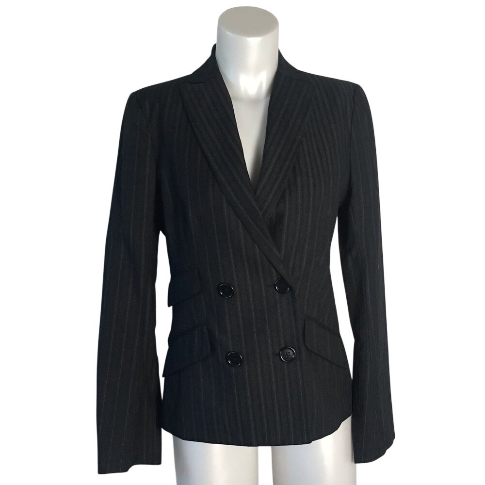 MAX STUDIO PINSTRIPE DOUBLE BREASTED BLAZER